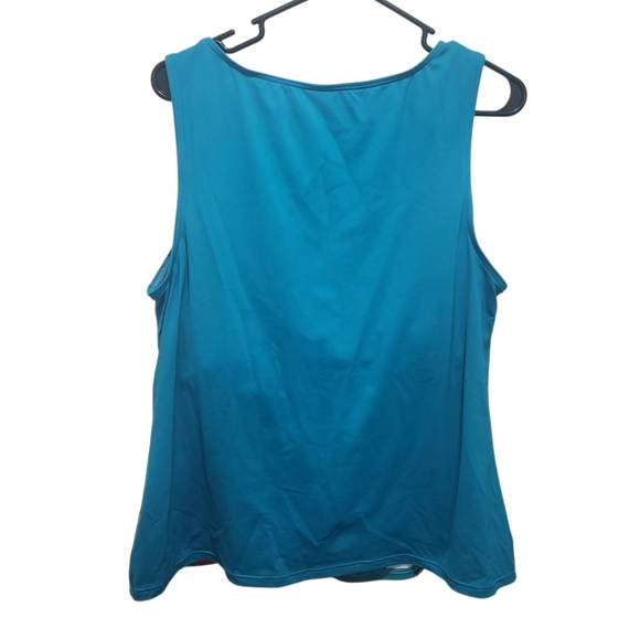 Lands End Turquiose Tropical Floral Tankini Swim Top Plus 18W Modest Beach *Flaw - Picture 3 of 6